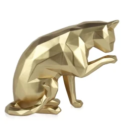 Table Top|Low Poly^Statues & Sculptures Polygon Cat 24cm Gold Resin Indoor Sculpture