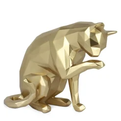Table Top|Low Poly^Statues & Sculptures Polygon Cat 24cm Gold Resin Indoor Sculpture