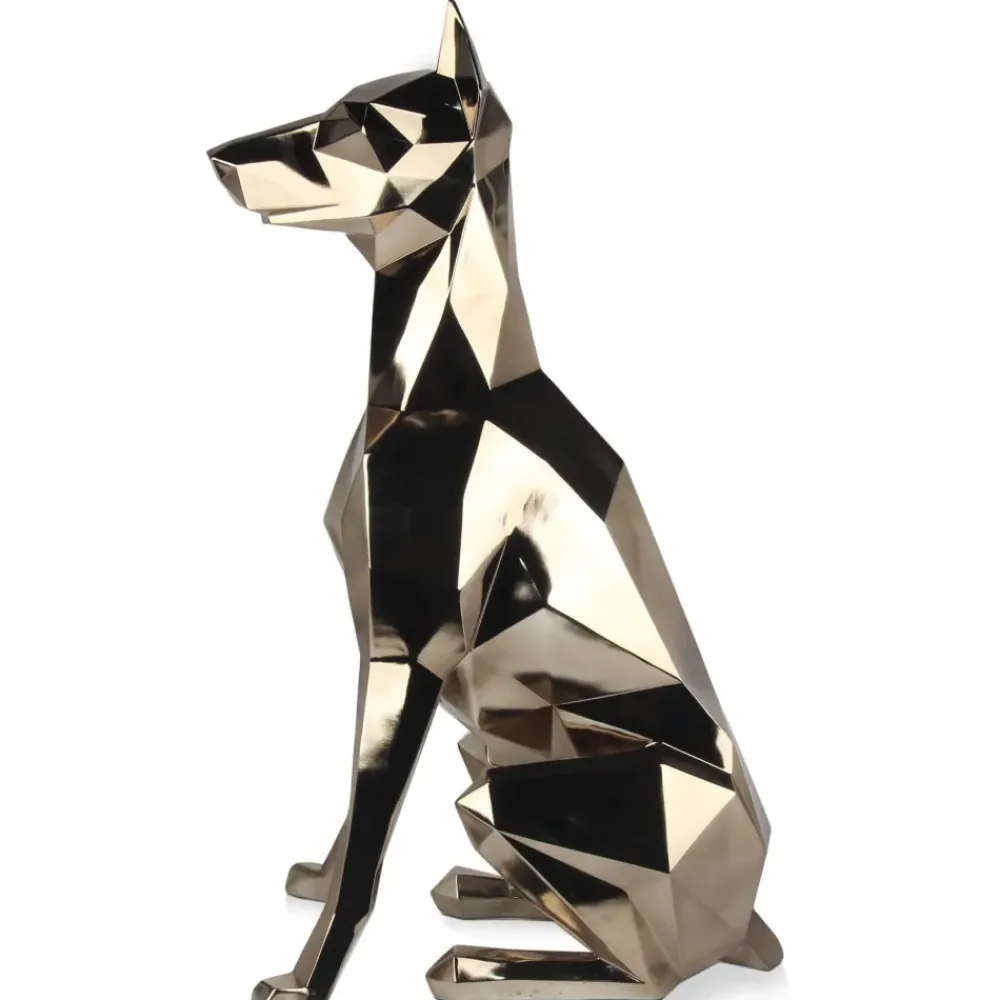 Floor Standing|Low Poly^Statues & Sculptures Polygon Doberman 82cm Gold Resin Indoor Sculpture