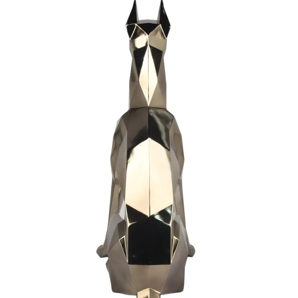 Floor Standing|Low Poly^Statues & Sculptures Polygon Doberman 82cm Gold Resin Indoor Sculpture