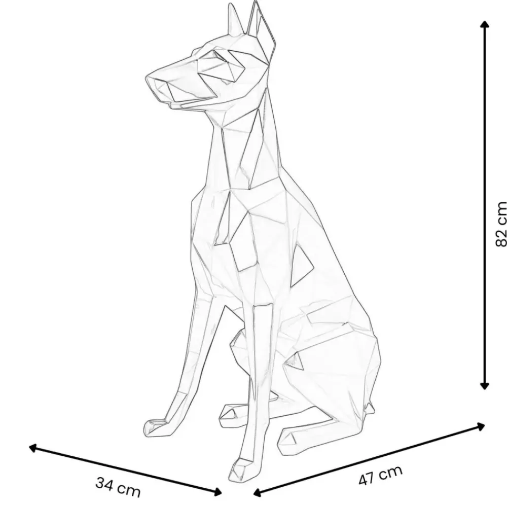 Floor Standing|Low Poly^Statues & Sculptures Polygon Doberman 82cm Gold Resin Indoor Sculpture
