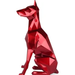 Floor Standing|Low Poly^Statues & Sculptures Polygon Doberman 82cm Red Resin Indoor Sculpture