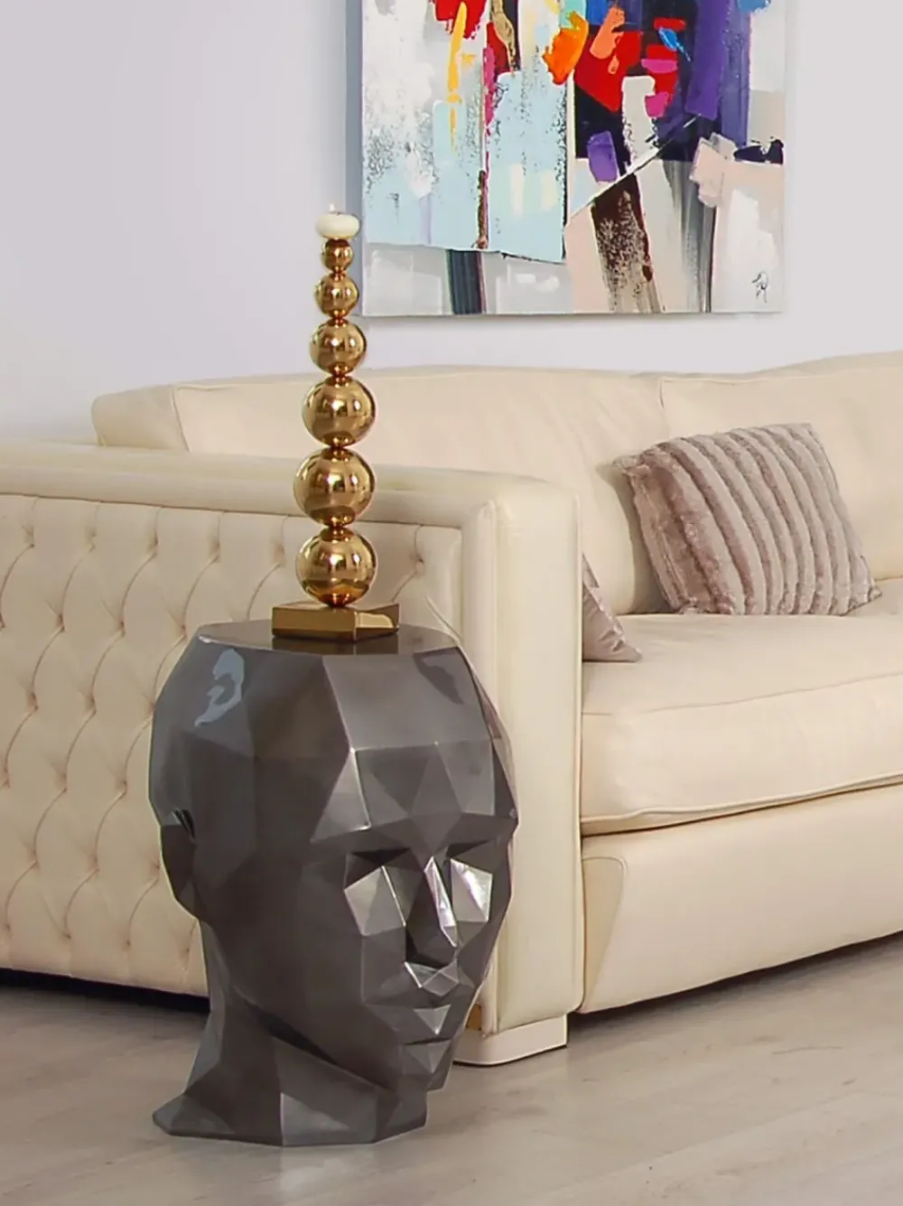Low Poly|Contemporary^Statues & Sculptures Polygon Female Head 55cm Anthracite Side Table Sculpture