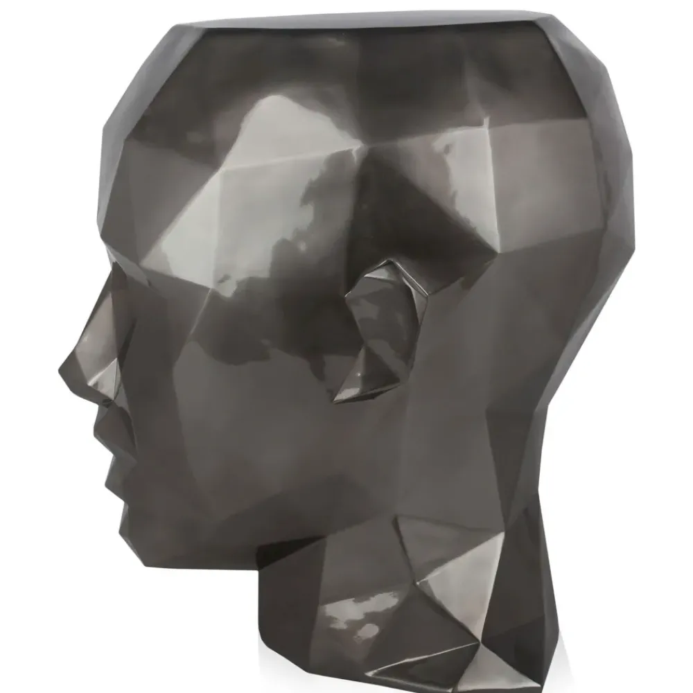 Low Poly|Contemporary^Statues & Sculptures Polygon Female Head 55cm Anthracite Side Table Sculpture