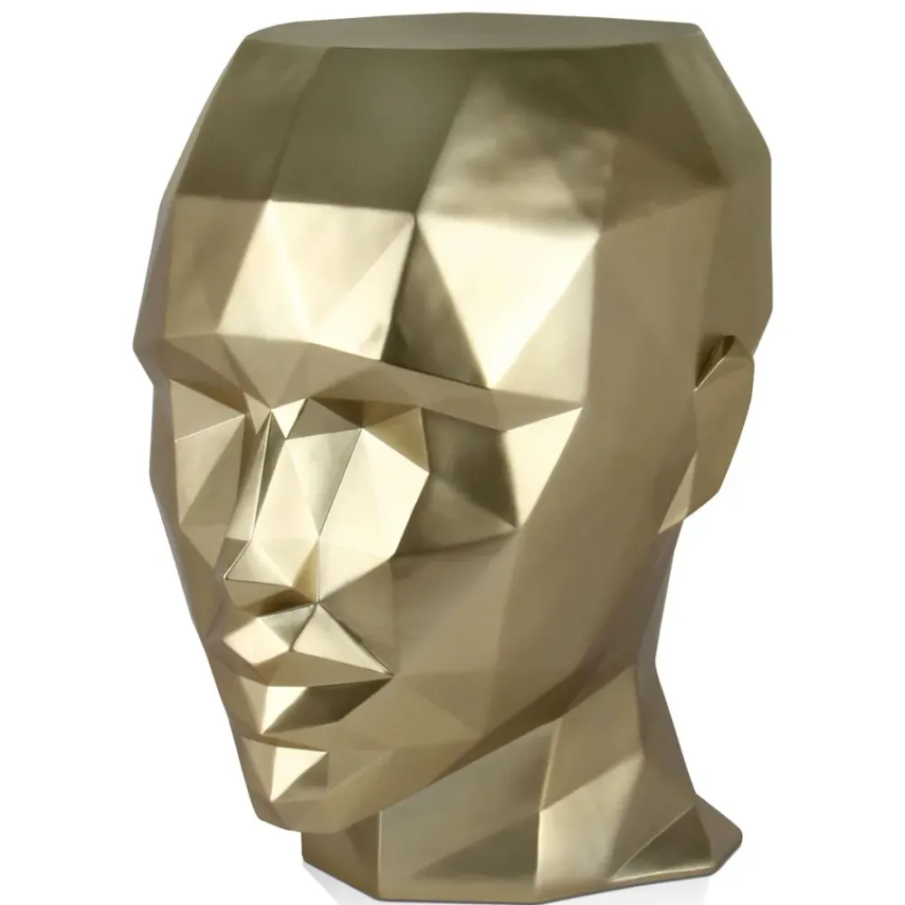 Low Poly|Contemporary^Statues & Sculptures Polygon Female Head 55cm Gold Side Table Sculpture