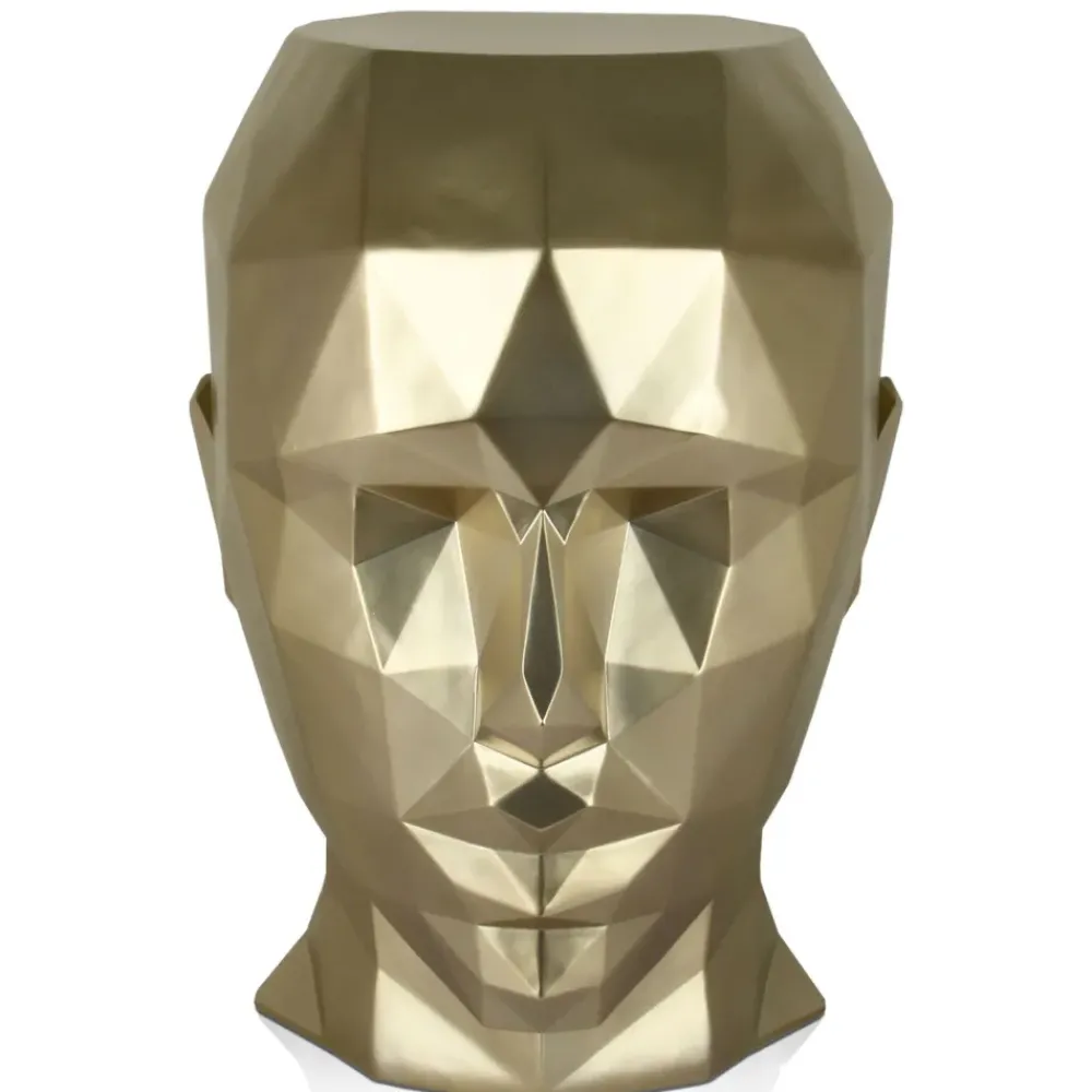 Low Poly|Contemporary^Statues & Sculptures Polygon Female Head 55cm Gold Side Table Sculpture