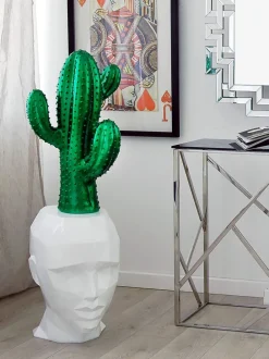 Low Poly|Contemporary^Statues & Sculptures Polygon Female Head 55cm White Side Table Sculpture