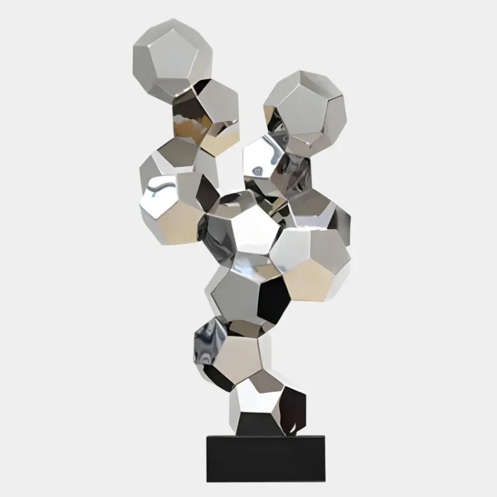 Floor Standing|Low Poly^Statues & Sculptures Polygon Fusion 104cm Silver Metal Indoor Sculpture