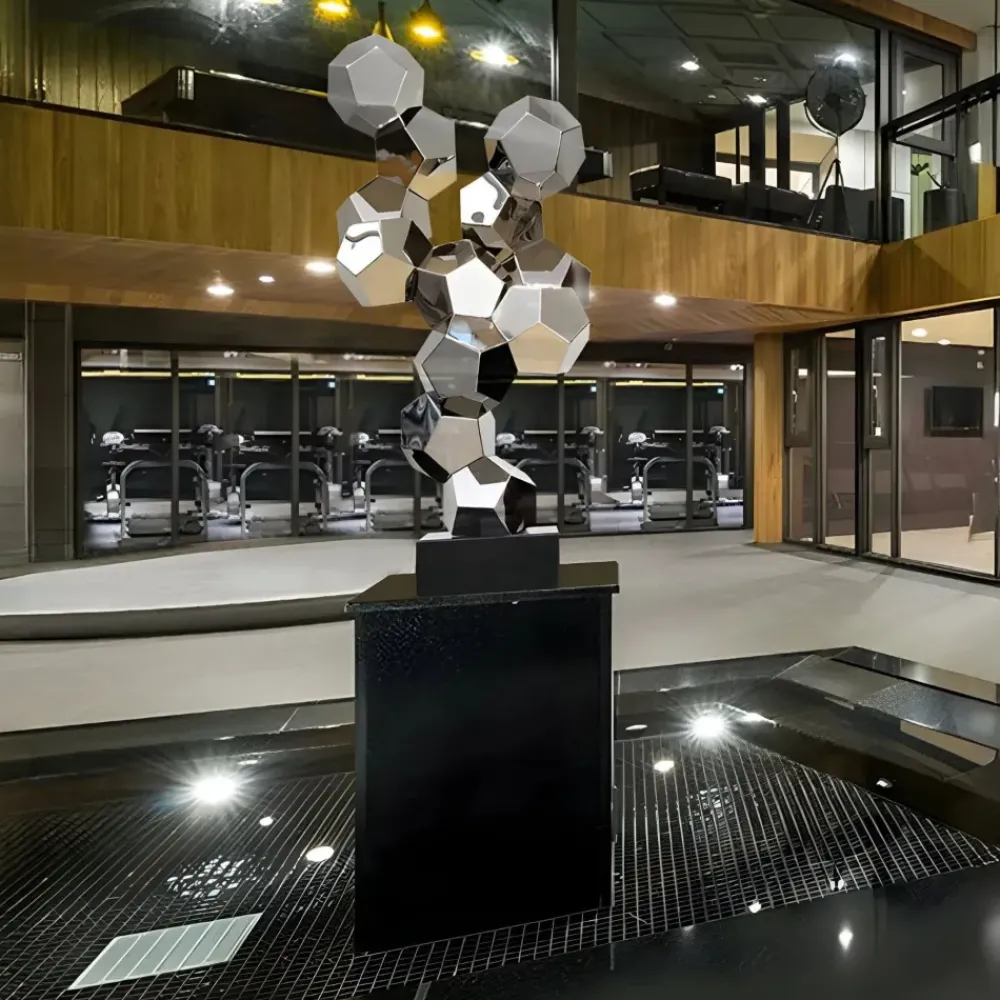 Floor Standing|Low Poly^Statues & Sculptures Polygon Fusion 104cm Silver Metal Indoor Sculpture