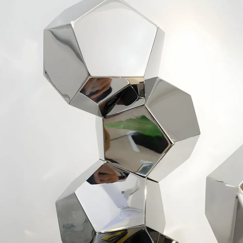 Floor Standing|Low Poly^Statues & Sculptures Polygon Fusion 104cm Silver Metal Indoor Sculpture