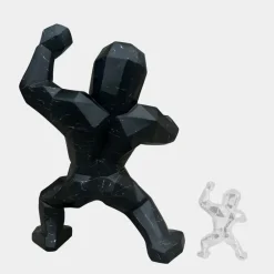 Floor Standing|Animals^Statues & Sculptures Polygon Gorilla 135cm Black Resin Indoor Sculpture