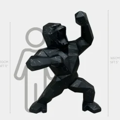 Giant|Floor Standing^Statues & Sculptures Polygon Gorilla 165cm Black Resin Indoor Sculpture