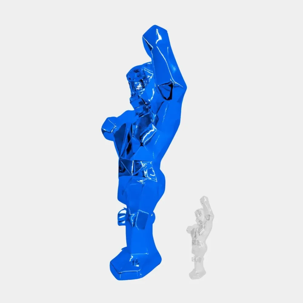 Floor Standing|Animals^Statues & Sculptures Polygon Gorilla 135cm Blue Resin Indoor Sculpture