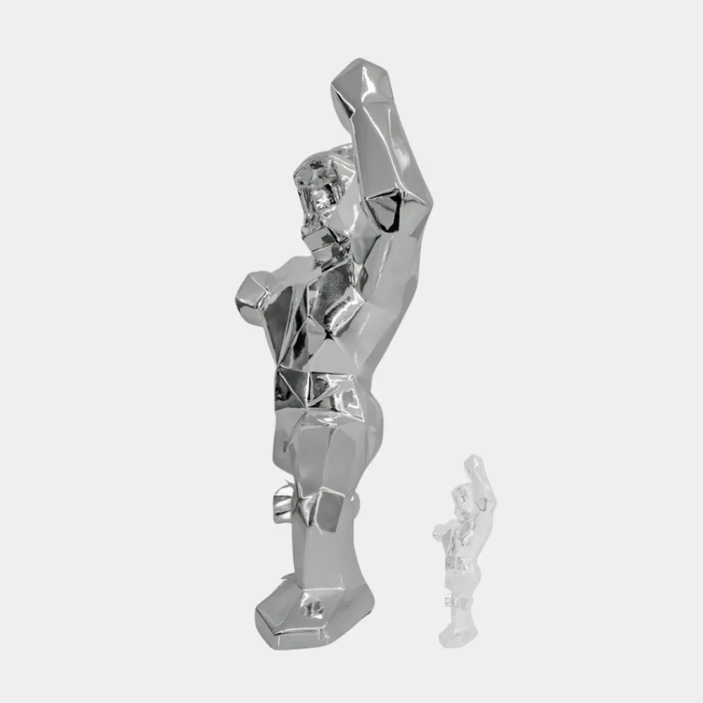 Floor Standing|Animals^Statues & Sculptures Polygon Gorilla 135cm Chrome Resin Indoor Sculpture