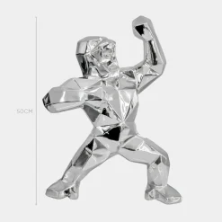Table Top|Floor Standing^Statues & Sculptures Polygon Gorilla 50cm Chrome Resin Indoor Sculpture