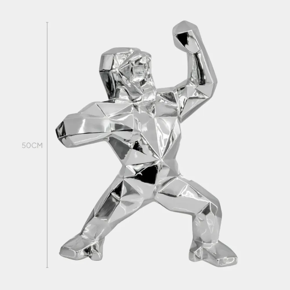 Table Top|Floor Standing^Statues & Sculptures Polygon Gorilla 50cm Chrome Resin Indoor Sculpture