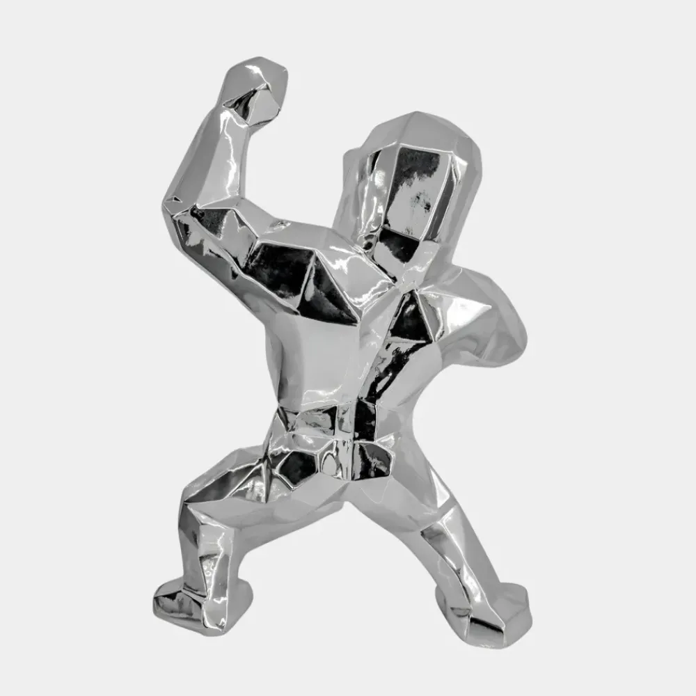 Table Top|Floor Standing^Statues & Sculptures Polygon Gorilla 50cm Chrome Resin Indoor Sculpture