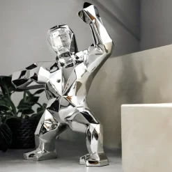 Table Top|Floor Standing^Statues & Sculptures Polygon Gorilla 50cm Chrome Resin Indoor Sculpture