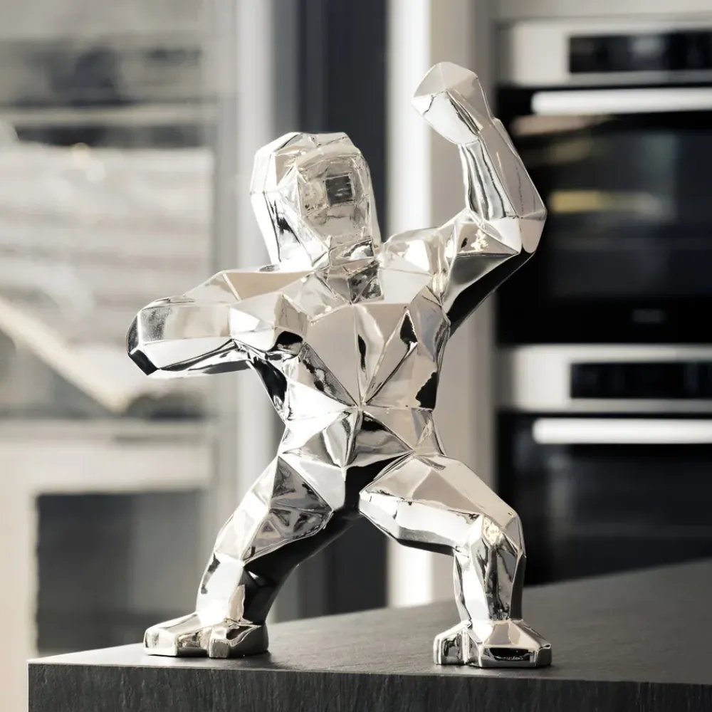 Table Top|Floor Standing^Statues & Sculptures Polygon Gorilla 50cm Chrome Resin Indoor Sculpture