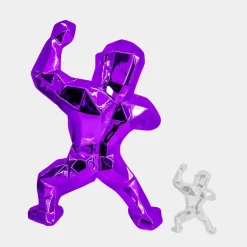 Floor Standing|Animals^Statues & Sculptures Polygon Gorilla 135cm Purple Resin Indoor Sculpture