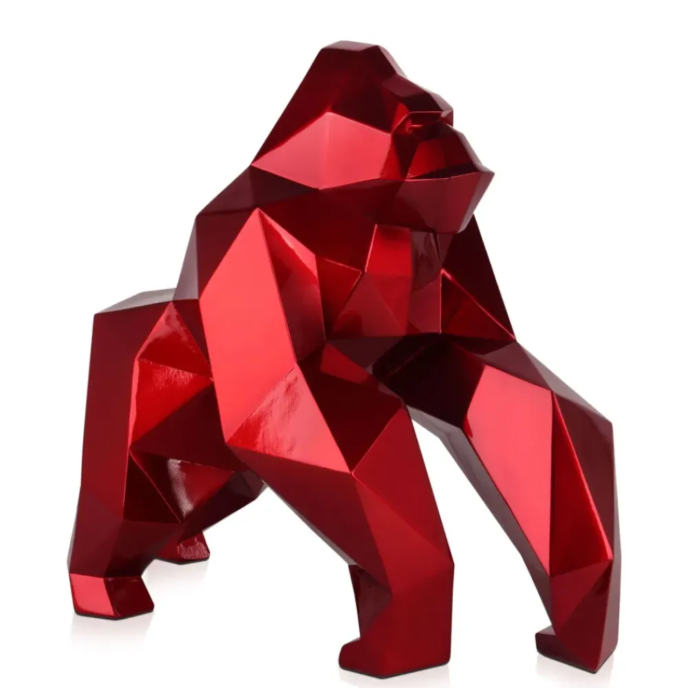 Table Top|Low Poly^Statues & Sculptures Polygon Gorilla 44cm Red Resin Indoor Sculpture