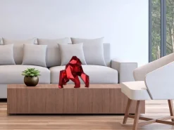 Table Top|Low Poly^Statues & Sculptures Polygon Gorilla 44cm Red Resin Indoor Sculpture