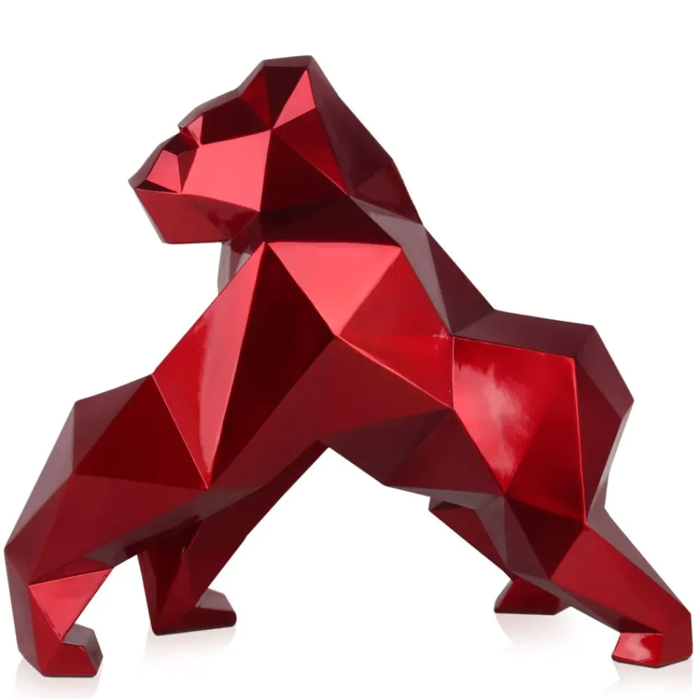 Table Top|Low Poly^Statues & Sculptures Polygon Gorilla 44cm Red Resin Indoor Sculpture