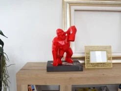 Table Top|Low Poly^Statues & Sculptures Polygon Gorilla 30cm Red Resin Indoor Sculpture