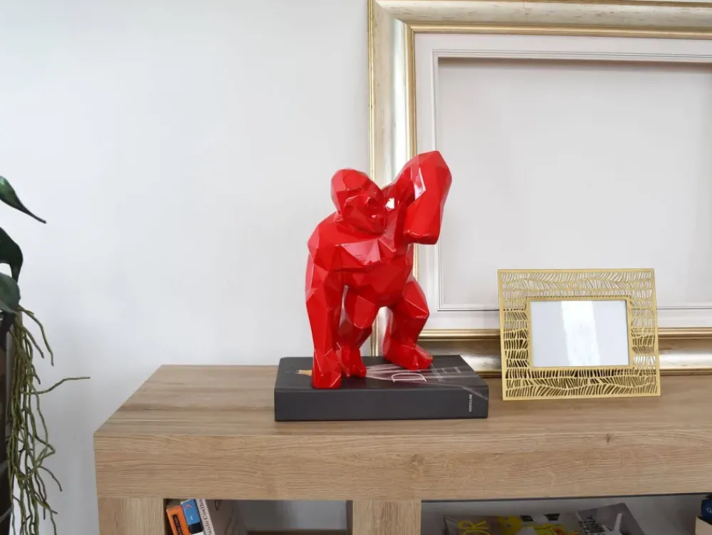 Table Top|Low Poly^Statues & Sculptures Polygon Gorilla 30cm Red Resin Indoor Sculpture