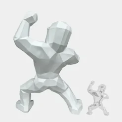 Floor Standing|Animals^Statues & Sculptures Polygon Gorilla 135cm White Resin Indoor Sculpture