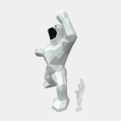 Floor Standing|Animals^Statues & Sculptures Polygon Gorilla 135cm White Resin Indoor Sculpture