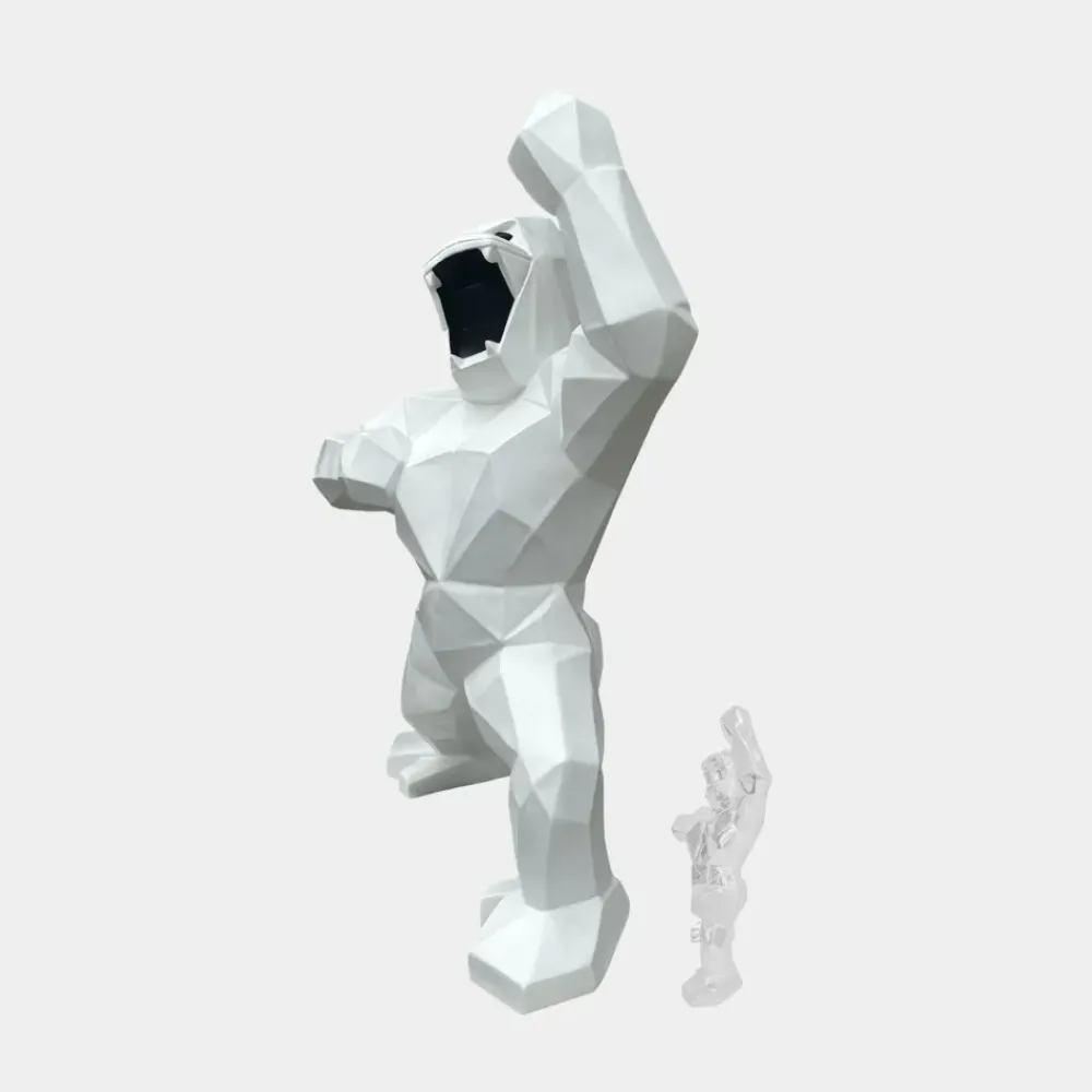 Floor Standing|Animals^Statues & Sculptures Polygon Gorilla 135cm White Resin Indoor Sculpture