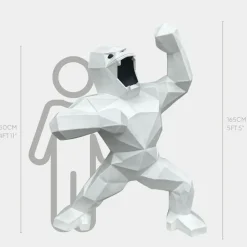 Giant|Floor Standing^Statues & Sculptures Polygon Gorilla 165cm White Resin Indoor Sculpture