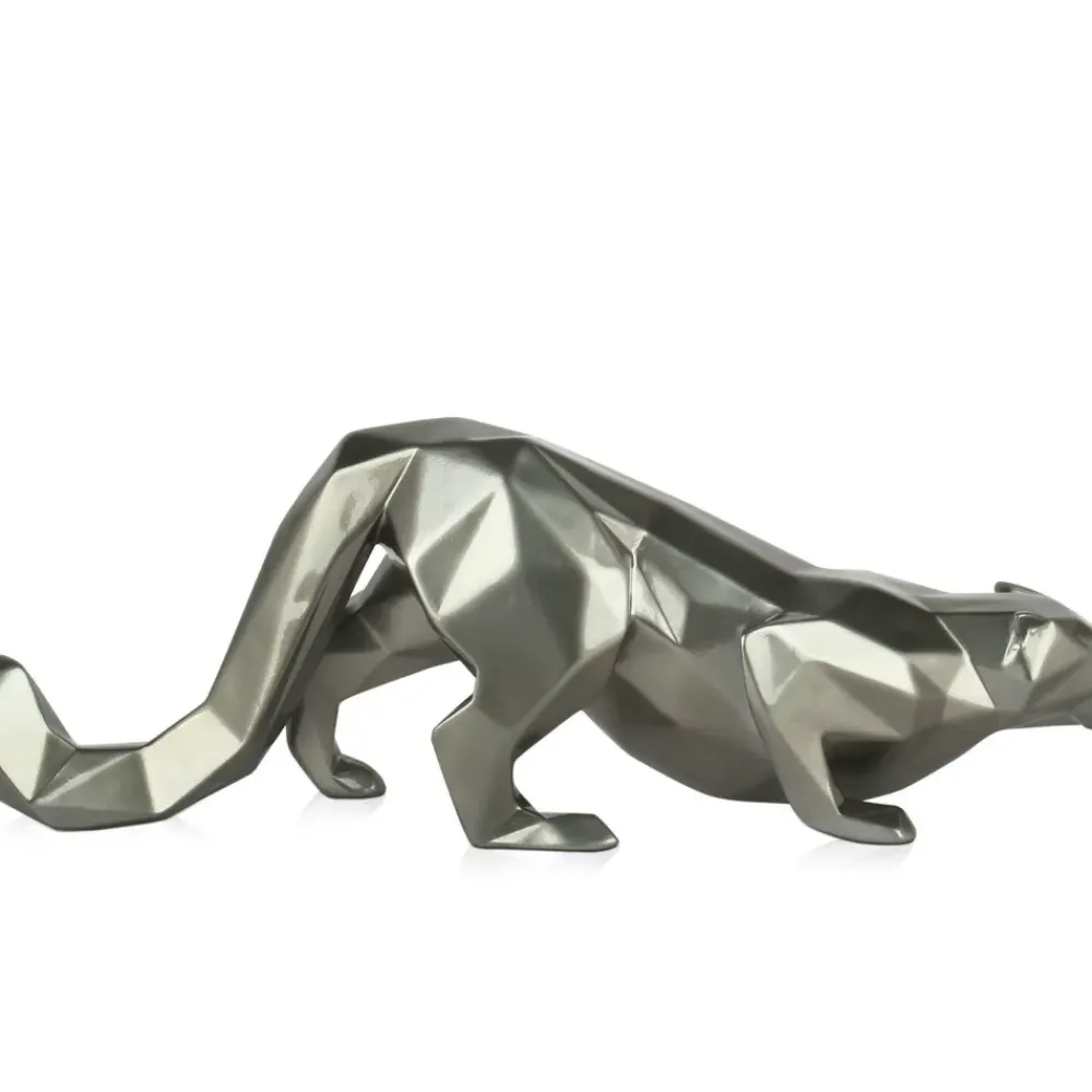 Table Top|Low Poly^Statues & Sculptures Polygon Leopard 15cm Anthracite Resin Indoor Sculpture