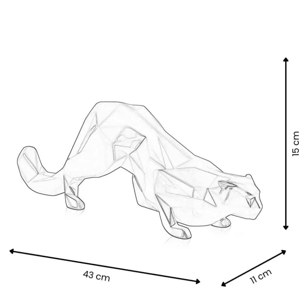Table Top|Low Poly^Statues & Sculptures Polygon Leopard 15cm Anthracite Resin Indoor Sculpture