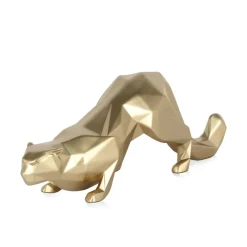 Table Top|Low Poly^Statues & Sculptures Polygon Leopard 15cm Gold Resin Indoor Sculpture