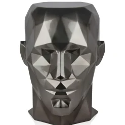 Low Poly|Contemporary^Statues & Sculptures Polygon Male Head 55cm Anthracite Side Table Sculpture