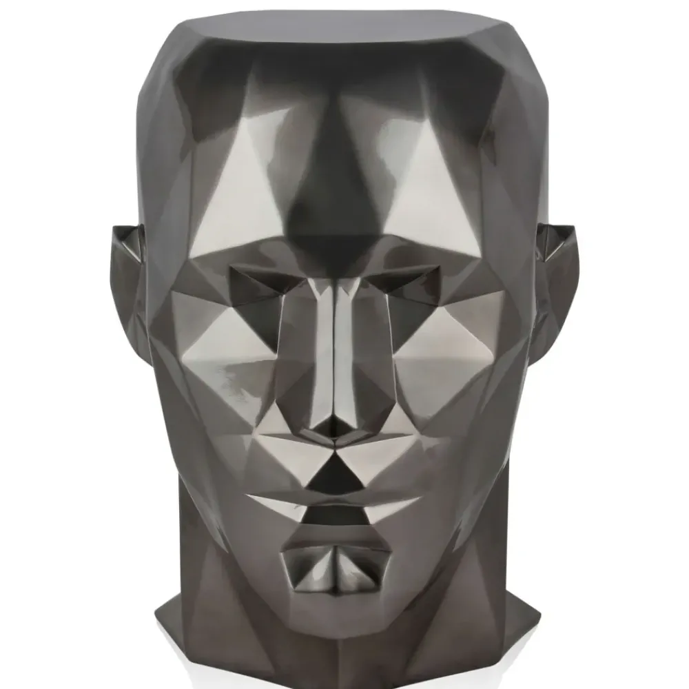 Low Poly|Contemporary^Statues & Sculptures Polygon Male Head 55cm Anthracite Side Table Sculpture