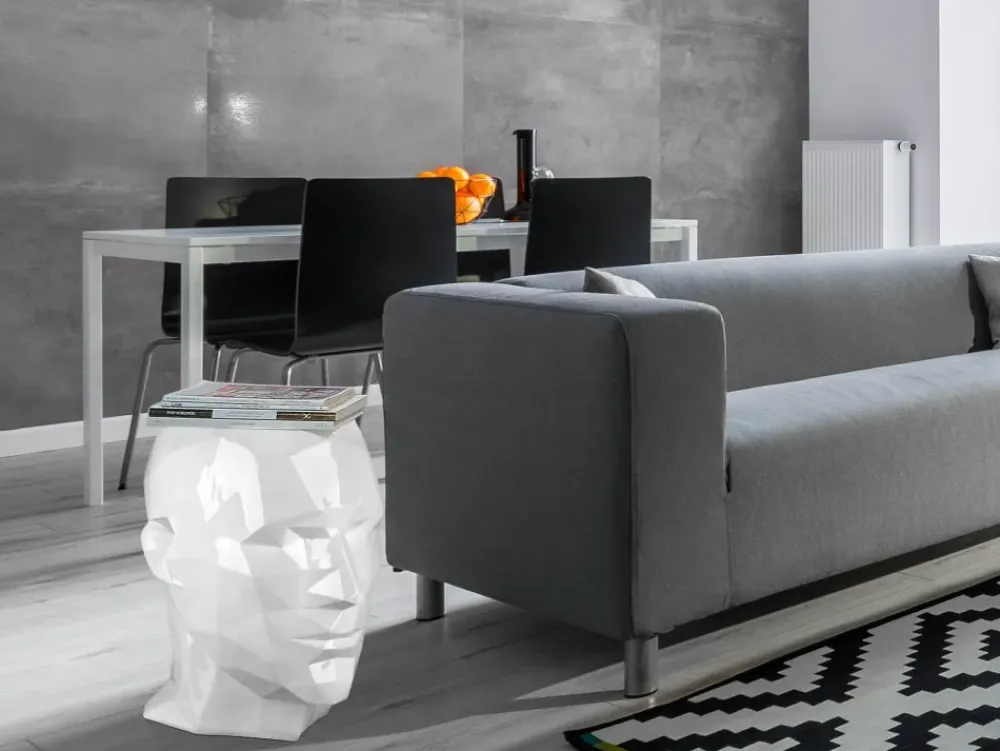 Low Poly|Contemporary^Statues & Sculptures Polygon Male Head 55cm White Side Table Sculpture