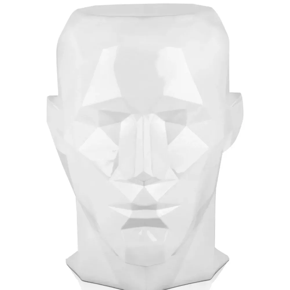 Low Poly|Contemporary^Statues & Sculptures Polygon Male Head 55cm White Side Table Sculpture