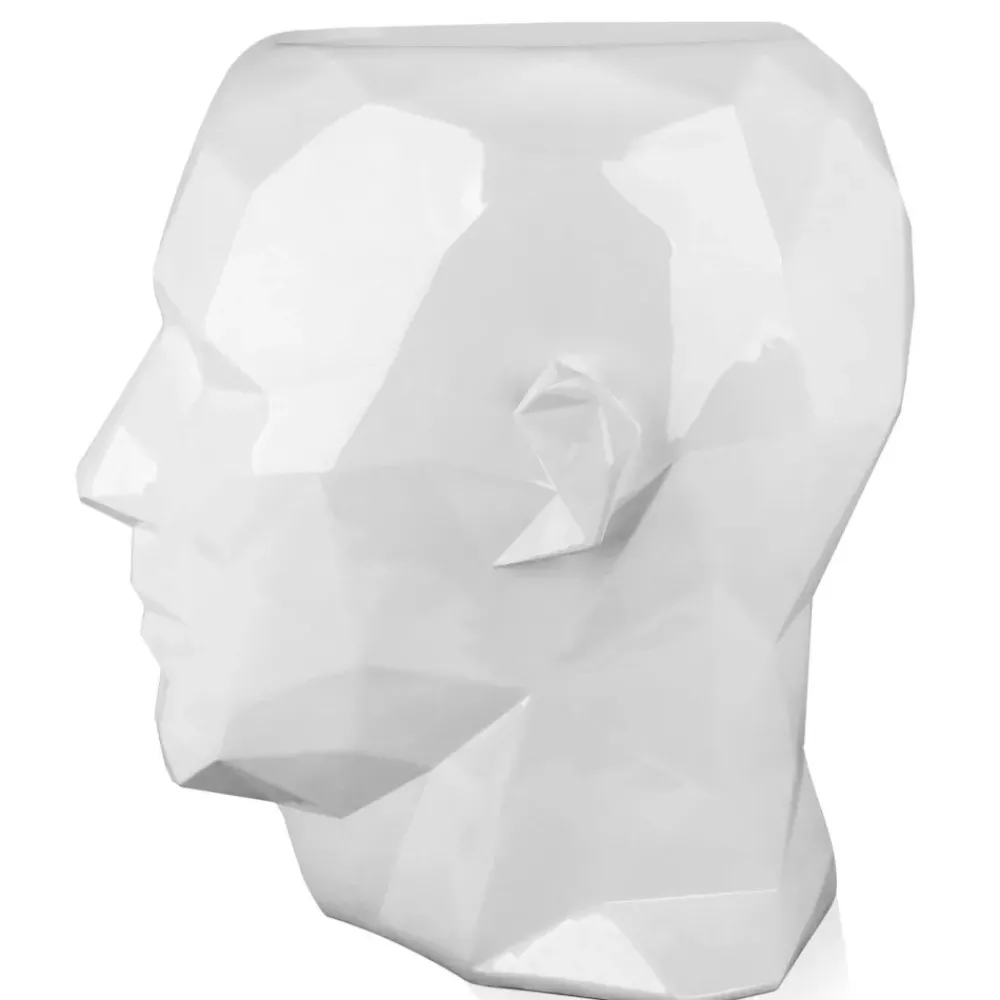 Low Poly|Contemporary^Statues & Sculptures Polygon Male Head 55cm White Side Table Sculpture