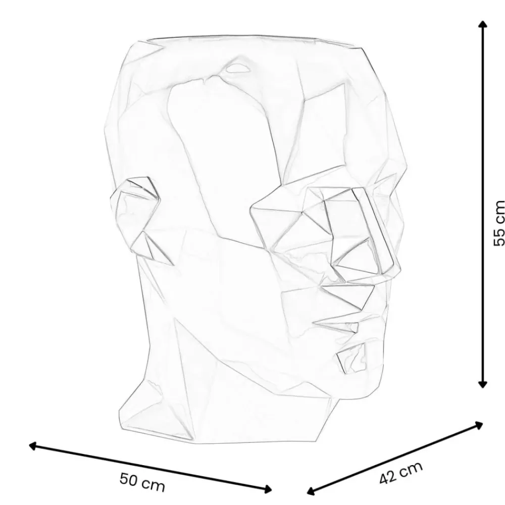 Low Poly|Contemporary^Statues & Sculptures Polygon Male Head 55cm White Side Table Sculpture