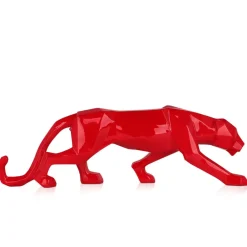 Table Top|Low Poly^Statues & Sculptures Polygon Panther 14cm Red Resin Indoor Sculpture