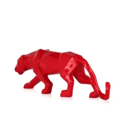 Table Top|Low Poly^Statues & Sculptures Polygon Panther 14cm Red Resin Indoor Sculpture