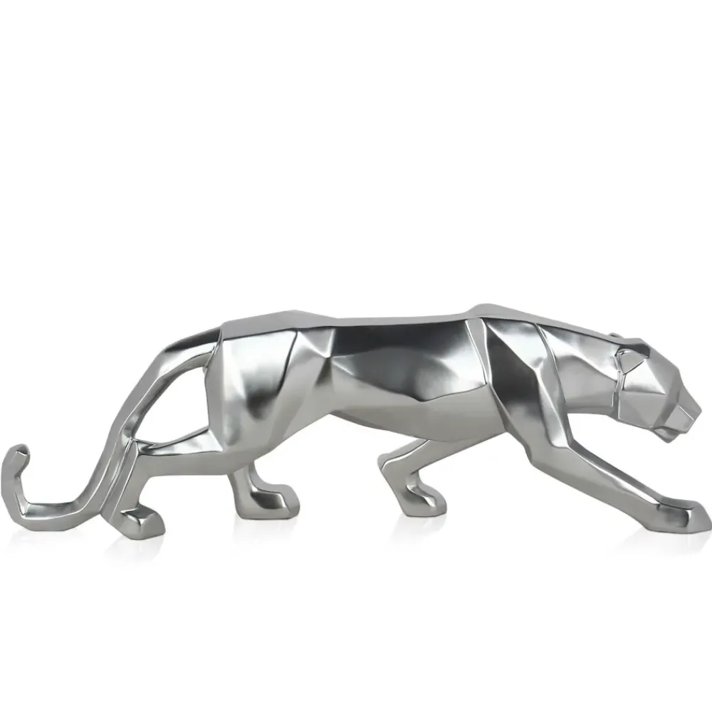Table Top|Floor Standing^Statues & Sculptures Polygon Panther 14cm Silver Resin Indoor Sculpture