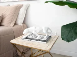 Table Top|Low Poly^Statues & Sculptures Polygon Panther 14cm White Resin Indoor Sculpture
