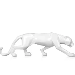 Table Top|Low Poly^Statues & Sculptures Polygon Panther 14cm White Resin Indoor Sculpture