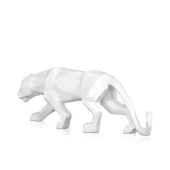 Table Top|Low Poly^Statues & Sculptures Polygon Panther 14cm White Resin Indoor Sculpture