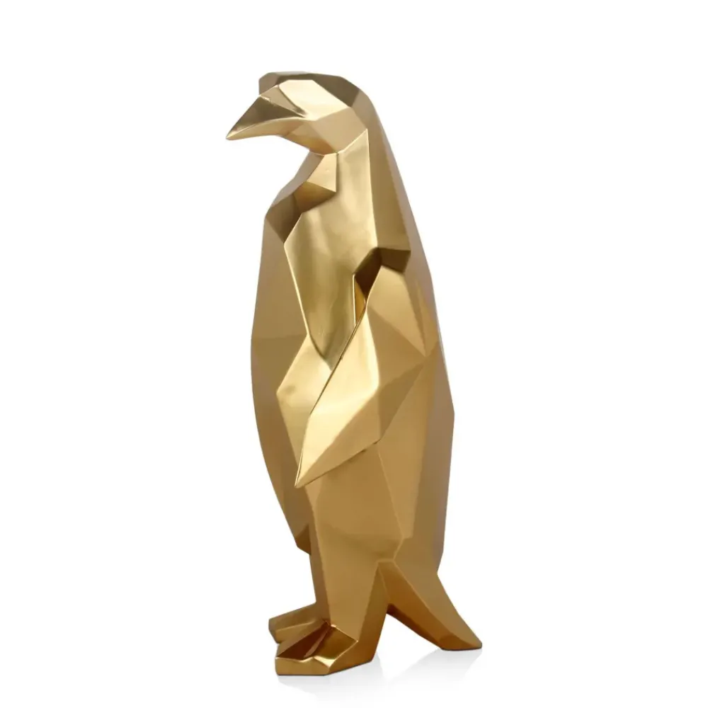 Table Top|Low Poly^Statues & Sculptures Polygon Penguin 50cm Gold Resin Indoor Sculpture