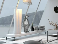 Table Top|Low Poly^Statues & Sculptures Polygon Penguin 50cm Silver Resin Indoor Sculpture